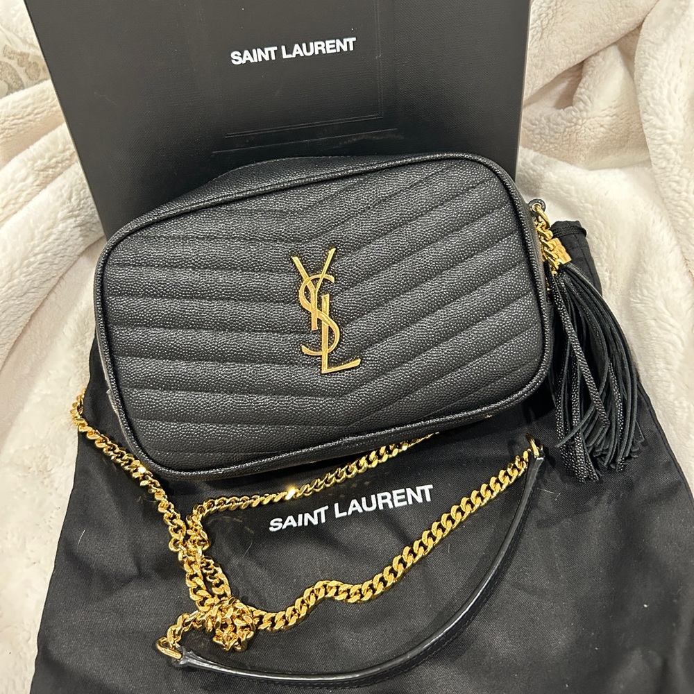 YSL Mini Lou Bag, Black & Gold Hardware.